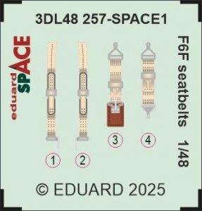 Eduard 3DL48257 F6F seatbelts SPACE (3D Decals) 1/48