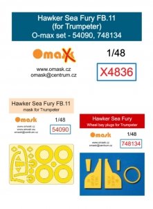 Omask X4836 Hawker Sea Fury FB.11 O-Max Set (for Trumpeter)(masks and EVA wheel bay plugs) 1/48