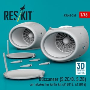 RESKIT RSU48-0249 Buccaneer (S.2C/D, S.2B) air intakes for Airfix kit (A12012, A12014) (3D Printed) (1/48)