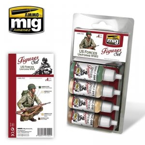 AMMO of Mig Jimenez 7022 US Forces Uniforms WWII Figures Set 4x17ml