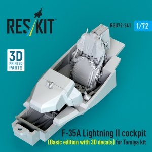 RESKIT RSU72-0241 F-35A Lightning II cockpit (Basic edition with 3D decals) for Tamiya kit (3D Printed) (1/72)