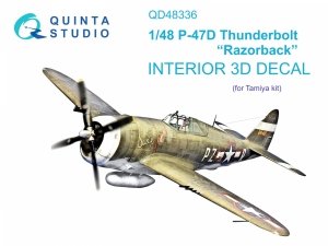Quinta Studio QD48336 P-47D Thunderbolt Razorback 3D-Printed & coloured Interior on decal paper (Tamiya) 1/48