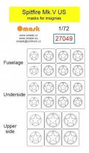 Omask 27049 Spitfire Mk.V US masks for insignias 1/72