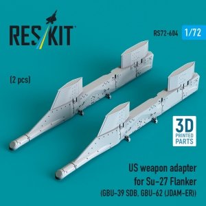 RESKIT RS72-0604 US weapon adapter for Su-27 Flanker (2 pcs) (GBU-39 SDB, GBU-62 (JDAM-ER)) (3D Printed) (1/72)