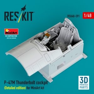 RESKIT RSU48-0591 P-47M Thunderbolt cockpit (Detailed edition) for MiniArt kit (3D Printed) (1/48)