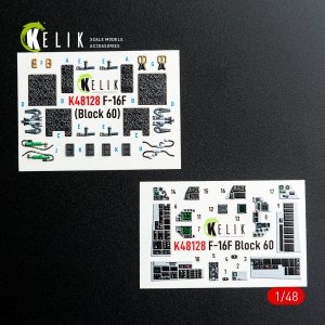 Kelik K48128 F-16F Block 60 - interior 3D decals for Hasegawa kit (1/48)
