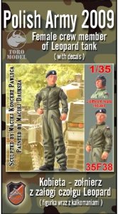 Toro 35F38 10 Brygada Kawalerii Pancernej - Kobieta-żołnierz z załogi czołgu Leopard Figurka wraz z kalkomanią 1/35