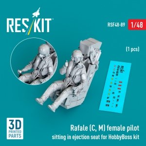RESKIT RSF48-0089 Rafale (C, M) female pilot sitting in ejection seat for HobbyBoss kit (1 pcs) (3D Printed) (1/48)