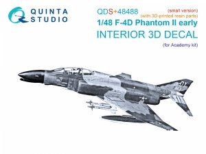 Quinta Studio QDS+48488 F-4D early Phantom II 3D-Printed & coloured Interior on decal paper (Academy) (Small version) (with 3D-printed resin parts) 1/48