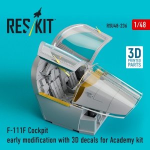 RESKIT RSU48-0236 F-111F Cockpit early modification with 3D decals for Academy kit (3D Printed) (1/48)