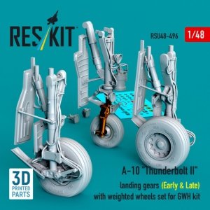 RESKIT RSU48-0496 A-10 Thunderbolt II landing gears (Early & Late) with weighted wheels set for GWH kit (Metal+3D Printed) 1/48