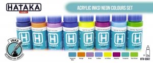 Hataka HTK-QS02 Acrylic Ink Neon Colours Set (8 pcs) 8x17ml
