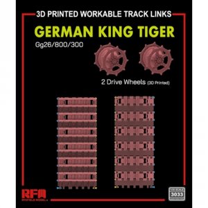 Rye Field Model 3033 King Tiger Tank GG26/800/300 Workable Track Links w/Drive Wheels (3D Printed) 1/35