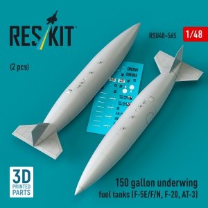RESKIT RSU48-0565 150 gallon underwing fuel tanks (2 pcs) (F-5E/F/N, F-20, AT-3) (3D Printed) (1/48)
