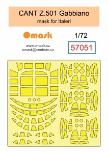 Omask 57051 CANT Z.501 Gabbiano mask (for Italeri) clear parts yellow masking tape 1/72