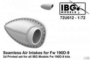 IBG 72U012 Seamless Air Intakes for Fw 190D-9 3D printed set for IBG kits 1/72