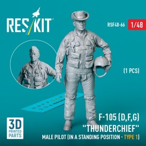 RESKIT RSF48-0066 F-105 (D,F,G) Thunderchief male pilot (in a standing position - type 1) (1 pcs) (3D Printed) 1/48