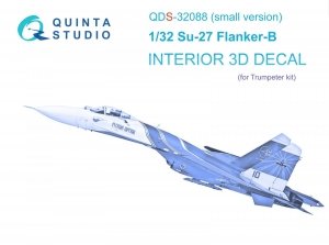Quinta Studio QDS-32088 Su-27 3D-Printed & coloured Interior on decal paper (Trumpeter) (small version) 1/32
