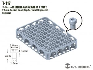 E.T. Model T-117 2.5mm Socket Head Cap Screws 70 pieces