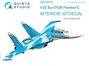 Quinta Studio QD32072 Su-27UB 3D-Printed & coloured Interior on decal paper (for Trumpeter kit) 1/32
