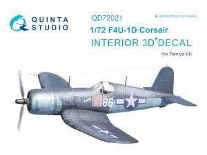Quinta Studio QD72021 F4U-1D Corsair 3D-Printed & coloured Interior on decal paper (for Tamiya kit) 1/72