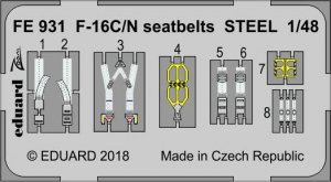 Eduard FE931 F-16C/ N seatbelts STEEL TAMIYA 1/48