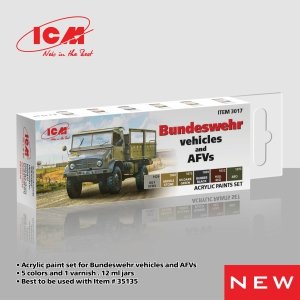 ICM 3017 Acrylic paint set for Bundeswehr vehicles and AFVs 6x12ml