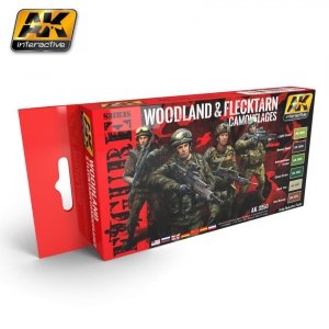 AK Interactive AK3250 WOODLAND AND FLECKTARN CAMOUFLAGES 6x17ml
