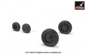 Armory Models AW32302 F-104A/C Starfighter wheels, w/ optional nose wheels, weighted 1/32