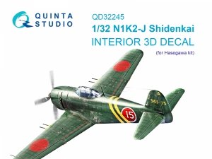 Quinta Studio QD32245 N1K2-J Shidenkai 3D-Printed & coloured Interior on decal paper (Hasegawa) 1/32