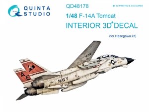 Quinta Studio QD48178 F-14A 3D-Printed & coloured Interior on decal paper (for Hasegawa kit) 1/48