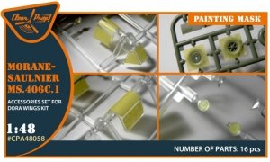 Clear Prop! CPA48058 Morane-Saulnier MS.406C.1 painting mask on yellow kabuki paper for Dora Wings kit 1/48