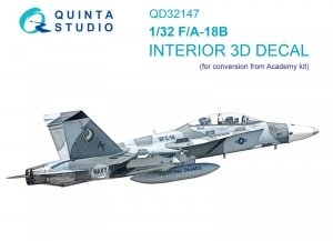 Quinta Studio QD32147 F/A-18B 3D-Printed & coloured Interior on decal paper (Academy) 1/32