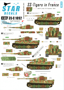 Star Decals 35-C1092 SS-Tigers in France # 4 1/35