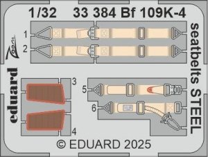 Eduard 33384 Bf 109K-4 seatbelts STEEL KOTARE 1/32
