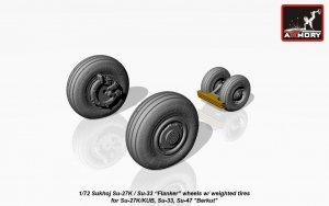 Armory Models AW72034 Sukhoj Su-27K / Su-33 Flanker wheels w/ weighted tires, front mudguard 1/72