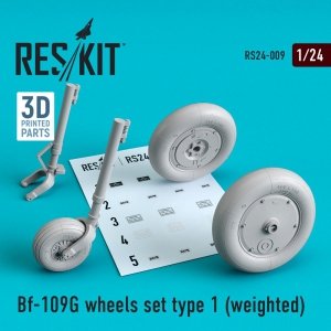 RESKIT RS24-0009 BF-109G WHEELS SET TYPE 1 (WEIGHTED) 1/24