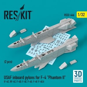RESKIT RS32-0446 USAF INBOARD PYLONS FOR F-4 PHANTOM II (2 PCS) (F-4С, RF-4С, F-4D, F-4Е, F-4G, F-4F, F-4EJ) (3D PRINTED) 1/32