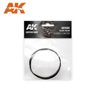 AK Interactive AK9302 COPPER WIRE 0.25MM Ø X 5 METERS. BLACK COLOR