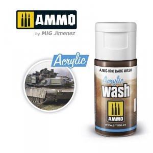 AMMO of Mig Jimenez 0708 ACRYLIC WASH Dark Wash 15ml