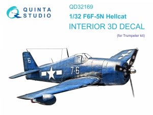 Quinta Studio QD32169 F6F-5N Hellcat 3D-Printed & coloured Interior on decal paper (Trumpeter) 1/32