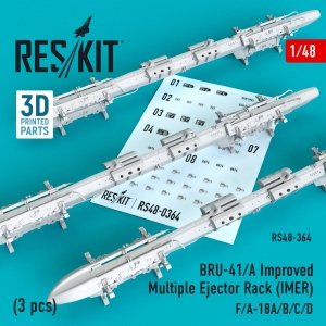 RESKIT RS48-0364 BRU-41/A IMPROVED MULTIPLE EJECTOR RACK (IMER) (3 PCS) 1/48