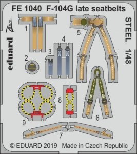 Eduard FE1040 F-104G late seatbelts STEEL 1/48 KINETIC MODEL