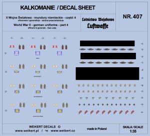 Weikert Decals DEC407 Mundury niemieckie - część 4 - luftwaffe - obrona przeciwlotnicza 1/35