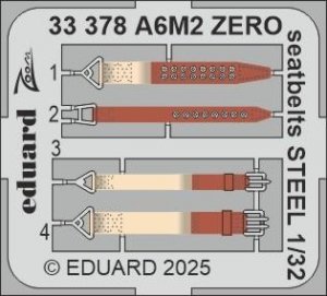 Eduard 33378 A6M2 Zero seatbelts STEEL TAMIYA 1/32