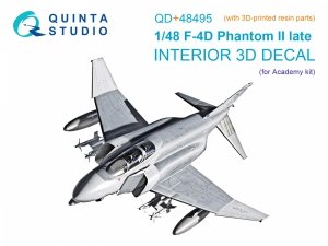 Quinta Studio QD+48495 F-4D late Phantom II 3D-Printed & coloured Interior on decal paper (Academy) (with 3D-printed resin parts) 1/48