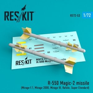 RESKIT RS72-0053 R-550 MAGIC-2 MISSILES (4 PCS) 1/72