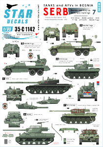 Star Decals 35-C1142 Serbian (SVK and VRS) M18 Hellcat, M36B2 Jackson, M84, PT-76B, BTR-50PK, M53/59 Praga SPAAG 1/35