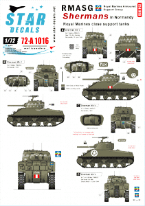 Star Decals 72-A1016 RMASG Sherman. Royal Marines Support tanks in Narmandie 1/72