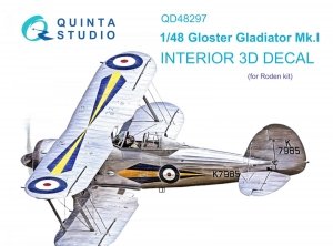 Quinta Studio QD48297 Gloster Gladiator MKI 3D-Printed & coloured Interior on decal paper (Roden) 1/48